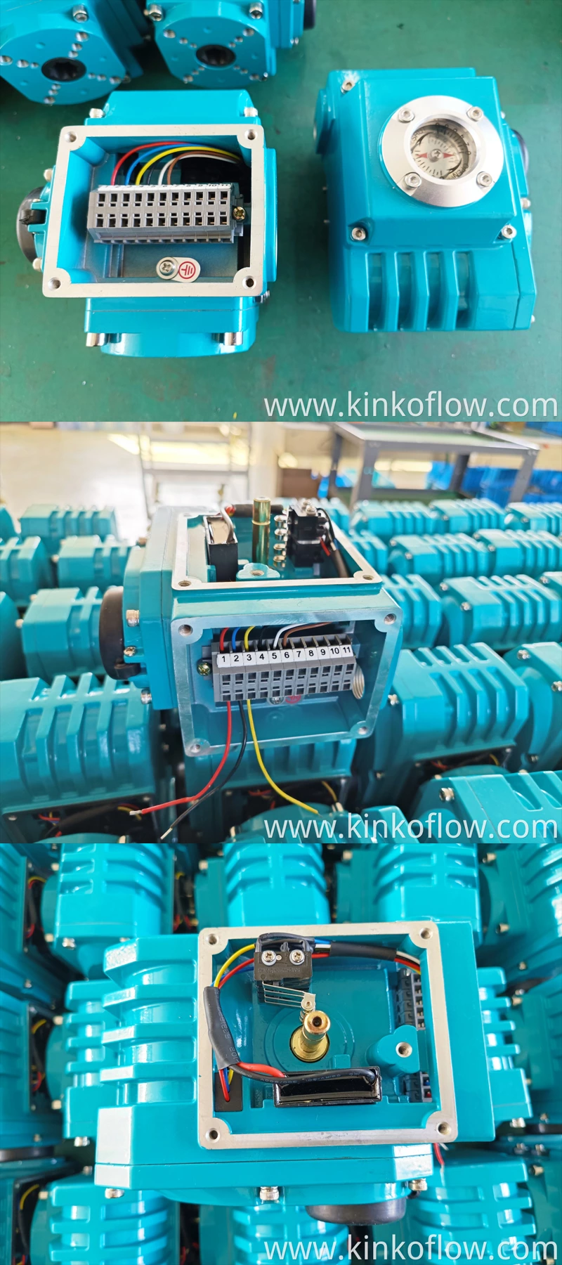 Actuador eléctrico azul lago KK03-200B con rotación de 90 grados